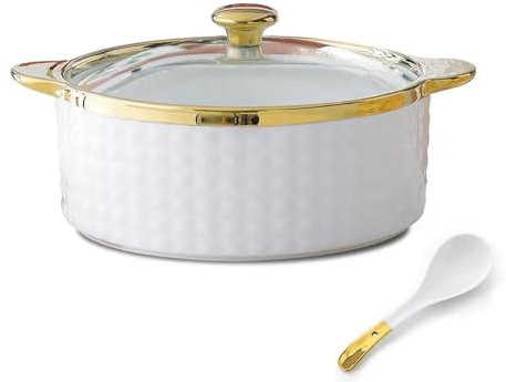 UGCER Soupière en céramique avec louche à Soupe, Bol de Service à Double poignées, Bol à Soupe allant au Micro-Ondes pour la Cuisine de la Maison du Restaurant,A