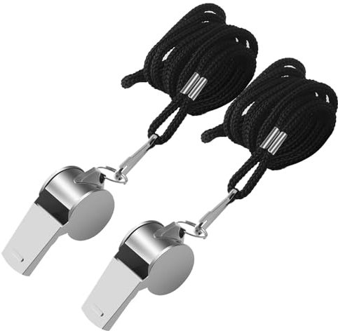Pfeife ,2 Stück Edelstahl Trillerpfeife,Sportpfeifen Whistle Schiedsrichter Pfeifen mit Schlüsselband,Lauter klarer Klang für Schulsport, Fußball Schiedsrichter, Hundetraining, Sportunterricht