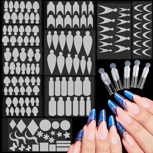 EBANKU 144 adesivi francesi per unghie, in silicone, per french manicure