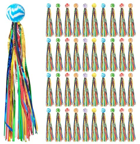 FINEASY 40 Stück Hüpfbälle für Kinder, 25mm Springball mit Farbige Bänder, Gummiball Spielzeug, Geburtstag Mitgebsel für Mitbringsel Kindergeburtstag