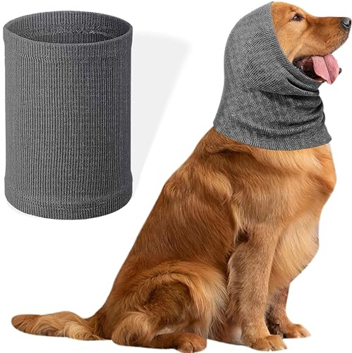 IBXWMNG Halswärmer und Ohrenschützer für Hunde - beruhigend, reduziert Lärm, bequem & angstfest, inkl. Ohrenschild - Winterwaschkopf für Hunde in Größe S, Grau.