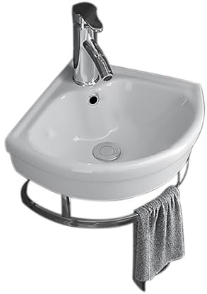 Lavandino ad angolo per vasca da bagno, montaggio a parete, piccolo lavello con rubinetto di scarico, barra per asciugamani per cucina, ristorante, fattoria, lavanderia