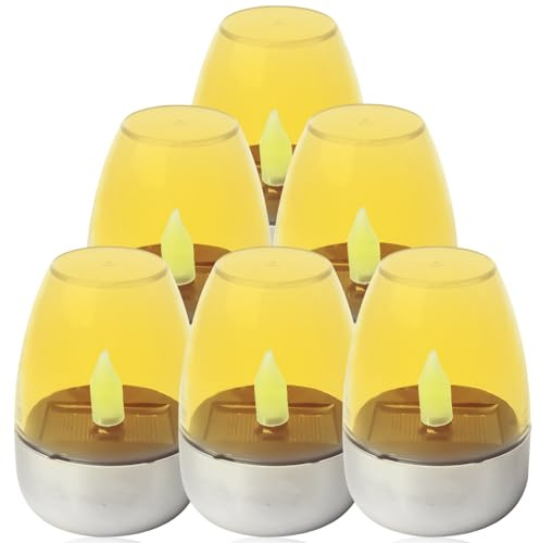 6 candele a LED a energia solare, per esterni, impermeabili, tremolanti, per esterni, resistenti alle intemperie, giardino, terrazza, balcone, decorazione solare per esterni