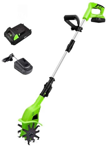 Cultivador eléctrico de jardín, molinillo de tierra inalámbrico de mano con batería recargable, ligero para eliminar malas hierbas en jardines y parcelas de verduras