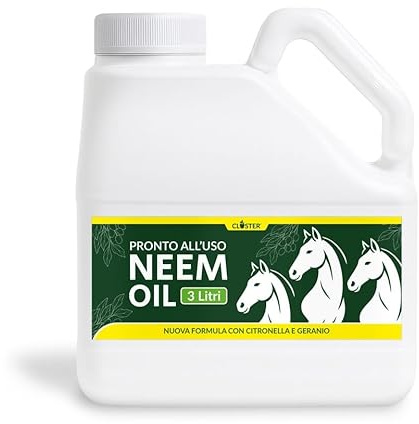 CLOSTER Olio di Neem per Cavalli Spray 3L, Made in Italy - Contro Tafani, Zecche, Mosche, Pulci, Zanzare, Insetti con Geranio e Citronella - Abbinabile a Repellente Antiparassitario (3 L)