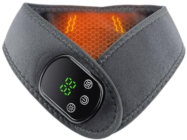 Almohada cervical climatizada - 5 niveles de calor vendaje térmico eléctrico | Cojín de calor eléctrico con masaje de vibración, para hombres, mujeres, personas mayores, para relajarse en casa después