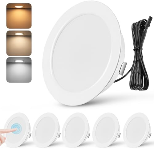 URing Faretti LED Incasso 12V Dimmerabile 3W Faretti LED da Incasso per Cartongesso 3000K Caldo 4000K Neutro 6000K Freddo, Faretti Led Soffitto con cavo da 2m, Diametro Foro 55-58mm, Set di 6