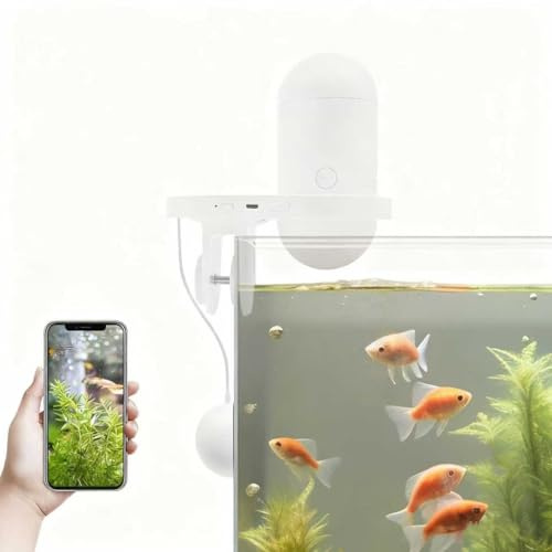 Distributore automatico di cibo per pesci per acquario con fotocamera 2K HD, 230 ml, grande capacità, USB Fish Food Dispenser Intelligent Fish Feeder