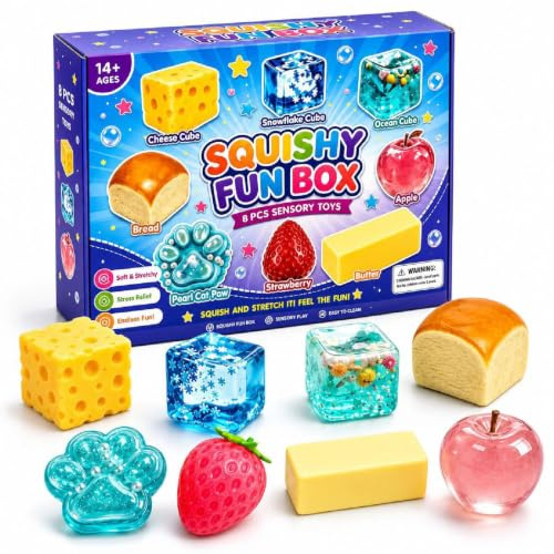 OKESYO Squishy Box Set, långsamt stigande squishies set, squishy Fun Box mystery Set, anti-stress leksak set för vuxna, ångestlindring och dekompression