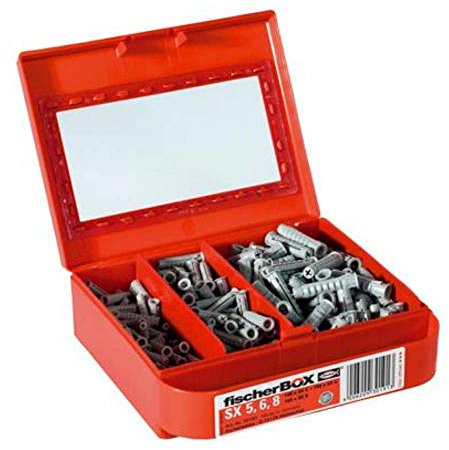 fischer - Caja de tacos fischer SX 5/6/8 para hormigón y ladrillo, 300 unidades