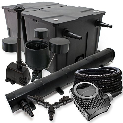 SunSun Filterset 60 000 l damm 72 W dammklarare NEO1000 80 W pump 25 m slang Skimmer Springfontän