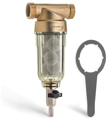 iSpring WSP-1000SL Reusable Whole House Spin Down Sediment Water Filter, Siliphos Helps Prevent Scale and Corrosion, 1 MNPT + 3/4 FNPT, 1000 Micron