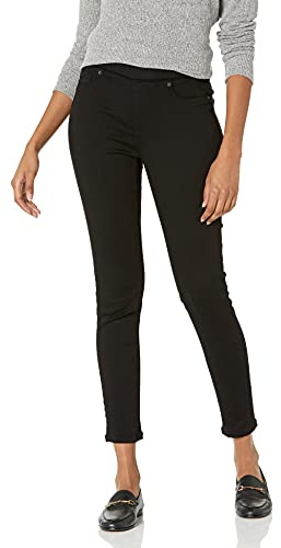 Amazon Essentials Jegging Elasticizzato Senza Zip a Vita Media - colori fuori produzione Donna, Nero, 46 Corto