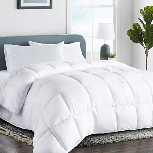 COHOME Queen Size Cooling Comforter, All-Season Quilted Down Alternative Duvet Insert, Luxury Hotel Breathable GentleSoft Comforter with Anti-Clump Tech & 8 Tabs - Reversible - White 88“ x 88” inches