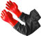 Eiito guanti lunghi in gomma impermeabile in PVC, lunghezza del gomito, guanti per acquario, 63,5 cm, colore rosso, taglia unica