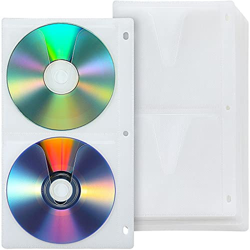 36 Pieces 4 Dise DVD Poly Sleeves 3 Rings CD Sleeves Binder Pages 144 Disc Capacity for Binders Only
