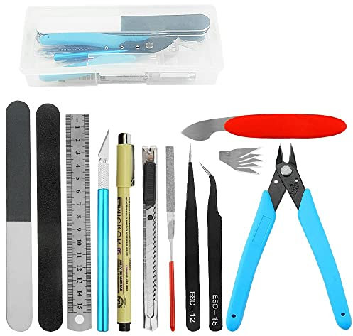 BGTXINGI 12 Stück Modellierwerkzeug-Set Gundam Modell-Werkzeug-Set mit Kunststoffbox für Modellbau, Auto, Hobby, Modellbau, Reparatur und Befestigung
