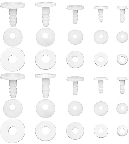 50 uppsättningar plast dockfogar djurleder dockor leder nalleleder | Mjukisdjur tillverkning nallebjörn anslutbara lemmar huvud för virkning modellbygge gör-det-själv hantverk (5 storlekar, vit)