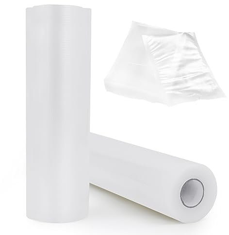 CIPOOH Professionelle Vakuumbeutel, Lebensmittel-Vakuumbeutel, BPA-freie Folienschweißbeutel, Vakuumfolienrollen für alle Vakuumversiegelungen und Sous Vide Garen (20X600cm (2Rollen))
