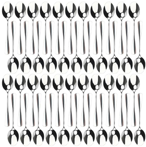 DAKFOOK 40 Pcs 17cm Teaspoons, 6.8 in Stainless Steel Dinner Dessert Spoons | Silverware Serving Spoons Set for Tea, Coffee, Salad, Dessert, Cake