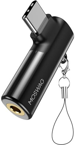 MOSWAG Adattatore per cuffie da USB C a Jack da 3,5 mm di tipo C Dongle audio con microfono ausiliario ad angolo retto Adattatore per cuffie in lega di zinco compatibile con Samsung Galaxy S23 S22