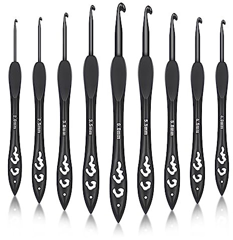 Reessy Crochet Hooks Set, 2.0mm-6.0mm Crochet Hooks for Arthritic Hands, 9 Sizes Crochet Hook with Comfortable Grips, Lightweight Crochet Hook Sets for Beginners and Experienced Crochet Lovers