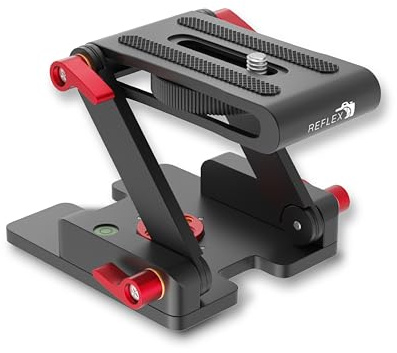 Reflex Camera Z Flex Tilt Tripod Head – Folding Z-Type Quick Release Plate, Quick Setup, 360° Rotation, 1/4 Screw Mount, Spirit Bubble, Adjustable Camera Mount for DSLR & Video Cameras