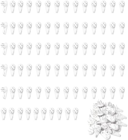 80 st. spårlösa bildkrokar för hårda väggar, 3 cm väggkrokar, bildkrokar, plastbildkrokar, bildupphängare för gipsväggar, fotokrokar, inga naglar, små hårda väggbildkrokar