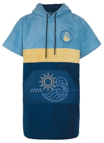 WAVE HAWAII Badeponcho Damen & Herren “Pukalani”, Größe XXL 180-210cm, 95% Baumwolle Surf-Poncho für Erwachsene, Frottee Poncho Handtuch hohe Wasserabsorption, Umziehhilfe Strand Erwachsene