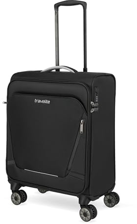 Travelite Handgepäck Trolley klein, Jetpack S Max, Weichschale, 55x40x23 cm, Ultraleicht 2,5 kg, mit 4 Doppelrollen & Zahlenschloss – Koffer passend für Lufthansa, Swiss, Austrian