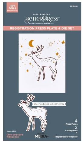 Cheer and Good Tidings - Set di fustelle e piastra per la registrazione dei cervi della collezione Starry Holiday di Dina Wakley