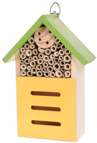MOTHNUR Nichoir à Insectes en Bois Vert pour Jardin Écologique – Maison pour Abeilles et Bourdons, Habitat Naturel Extérieur, Abri Protecteur Toit Sûr pour Pollinisateurs, Décoration