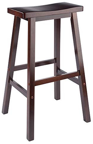 Winsome Satori Saddle Seat Bar Stool, Walnut, 29
