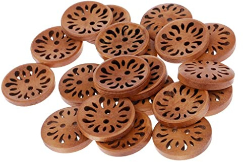 Baoblaze Vente en Gros 20pcs Boutons en Bois De Fleurs Creuses 23mm Artisanat De Couture pour Vêtements