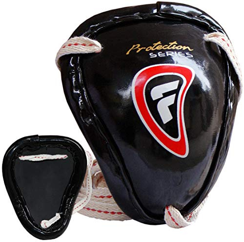 Farabi Sports Protezione inguine in Metallo per Allenamento Boxe, MMA, Muay Thai e Arti Marziali, Colore: Nero