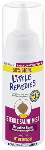 Little Remedies Sterile Baby Saline Nasal Mist, Safe for Newborns to Relieve Stuffy and Dry Noses, 3 Fl Oz