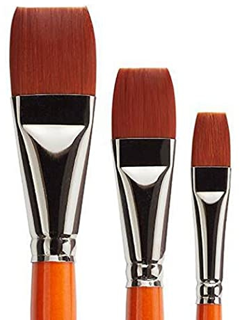 KINGART Radiant 6550 Wash Series Premium Golden Synthetic Brushes for Acrylic, Oil and Watercolor, Set of 3 (Sizes: 1/2, 3/4 & 1)