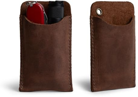Hide & Drink, EDC Pocket Slip, Multitool Sleeve & Pen Holder for Everyday Use, Camping Accessories, Small Tool Organizer, Full Grain Leather, Handmade, Bourbon Brown