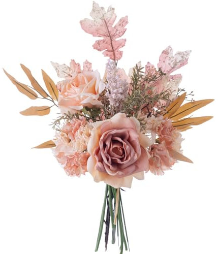 KIRIFLY Kunstblumen Künstliche Pflanzen Blumen Deko Seidenblumen Rose Blumenarrangements Kernstück Hochzeit Blumenstrauß(Champagnerrosa)