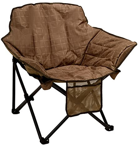 SUNNYFEEL Folding Camping Chairs, Portable Padded Camp Chair, Heavy Duty 500 LBS, Portable Moon Round Saucer Lawn Chairs (Khaki)
