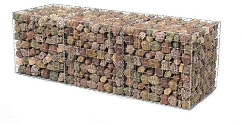 AdirPro Heav Gauge Welded Gabion Basket - Galvanized Rock Stone Walls Mesh Cage - Garden Stone Wire Basket Fencing for Outdoor Landscape Lawn, Patio (3 Cubic Feet, 3 Pack)