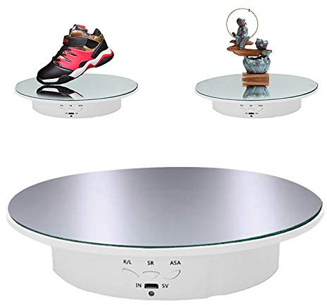 YWNYT Platine tournante électrique pour photographie, 90-180-360 degrés, support rotatif motorisé pour gâteau, bijoux, montre, photographie - 20 cm, 8 kg