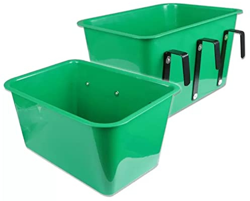 Horses Comedero rectangular portátil Tecno verde, para montar a caballo, sólido y resistente, ideal para la alimentación de su caballo, práctica e higiénica