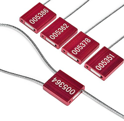 Lzbignun 50 säkerhetskabeltätningar metall säkerhetstråd tätningar numrerade manipuleringssäkra kabeltaggar drag-Tite tråd släpvagn tätning engångsaluminium kabelband självlåsande säkerhetsrem