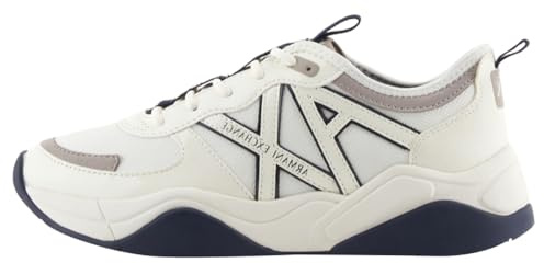Armani Exchange Sneaker da Donna Cher, Side Logo, Colour Contrasts, off White Blue, 40.5 EU