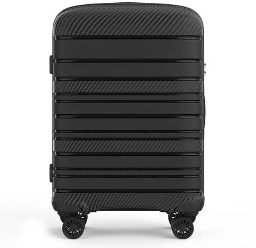 GENTOR Koffer groß mit Rollen 64x44x24 cm – Leichter Hartschalenkoffer Trolley mit TSA-Schloss – Reisekoffer Hartschale L für Reise & Urlaub – Schwarz