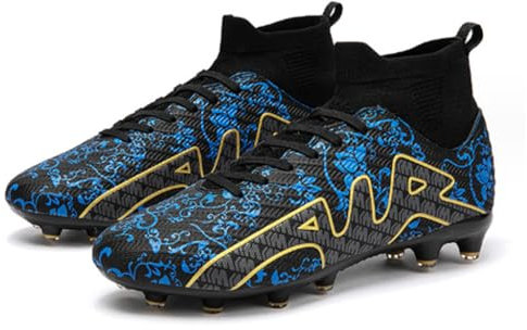 ENIXWH Football Shoes Trainers Sports Shoes Football Boots High Top Spike Cleats Training Shoes for Men Teenagers, black, 9 UK