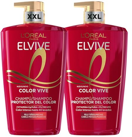 L'Oréal Paris Elvive Color Vive Pack 2 Champú Protector para el Pelo Teñido, 1 L