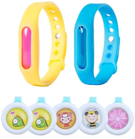 2 pulseras antimosquitos+botones antimosquitos 5 piezas, kit repelente para mosquitos, pulseras y botones repelentes de mosquitos natural para adultos niños senderismo al aire libre