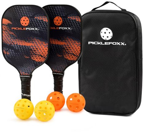 PICKLEFOXX Pickleball Schläger Set mit 4 Bällen und Tasche Indoor Outdoor Set für Spieler Aller Stufen, Hochwertige Schläger, Komplett Set für ultimativen Spielspaß!